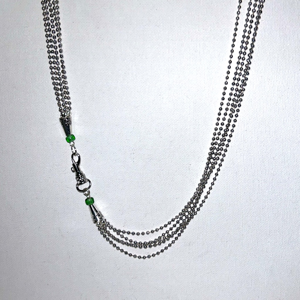 Handmade 5 Strand Ball Chain Necklace With Beaded End Cap Accents Boho Work 45$